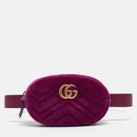 Gucci Purple Matelass&eacute; Velvet Mini Gg Marmont Belt Bag