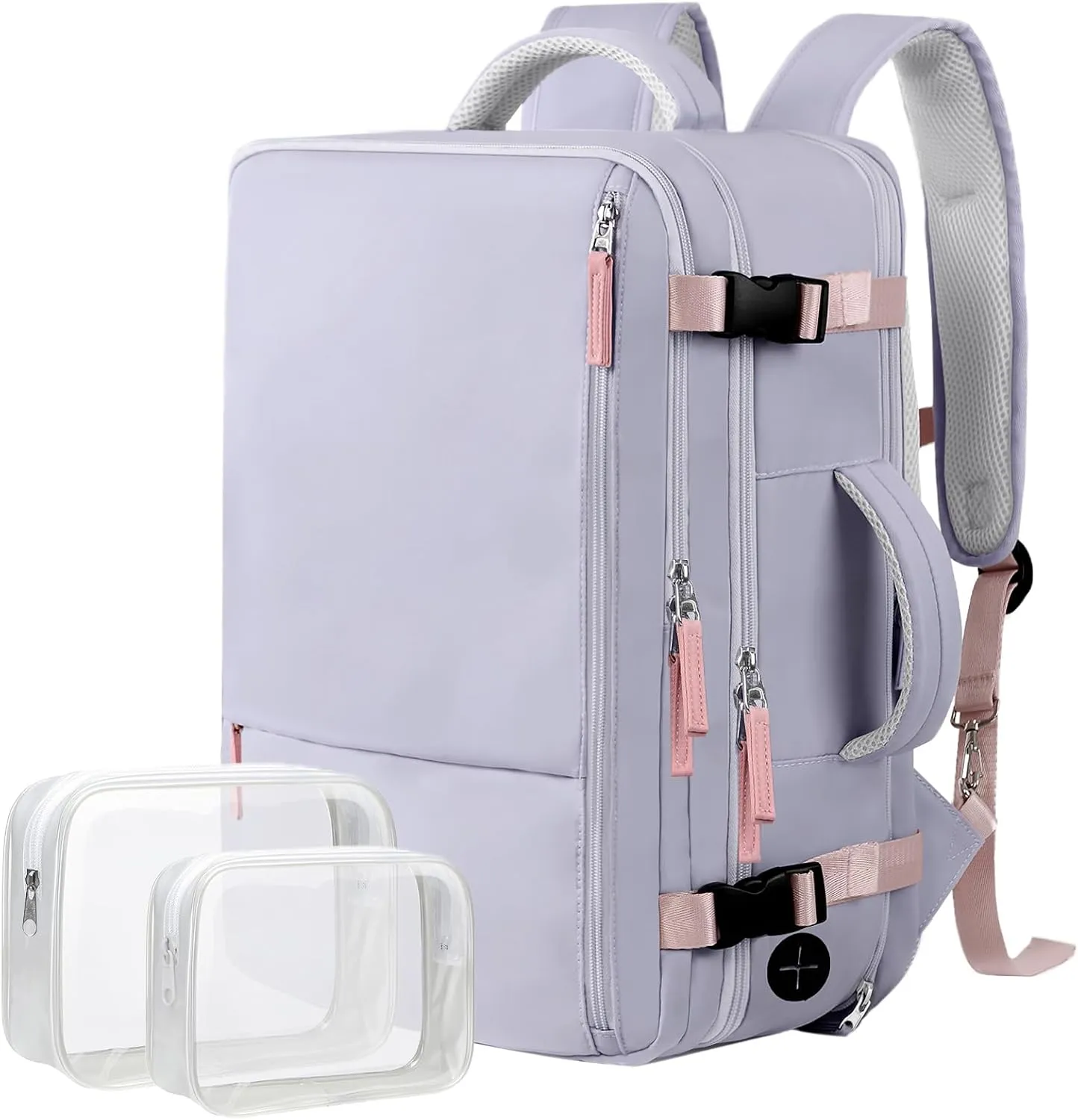 Hanples Extra Large Travel Backpack for Women as Person Item Flight Approved, Waterproof 40L Carry On Backpack, 17 Inch Laptop Backpack For Hiking Casual Bag (Gray Purple)