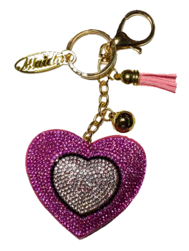 HOT PINK/BLACK HEART KEY CHAIN