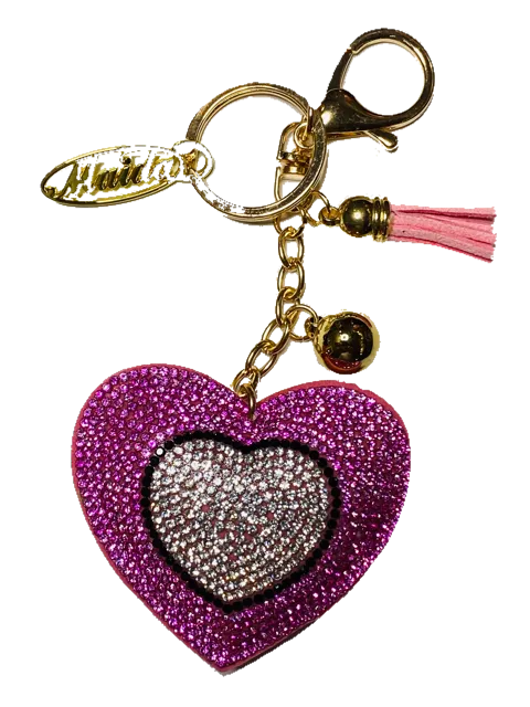 HOT PINK/BLACK HEART KEY CHAIN
