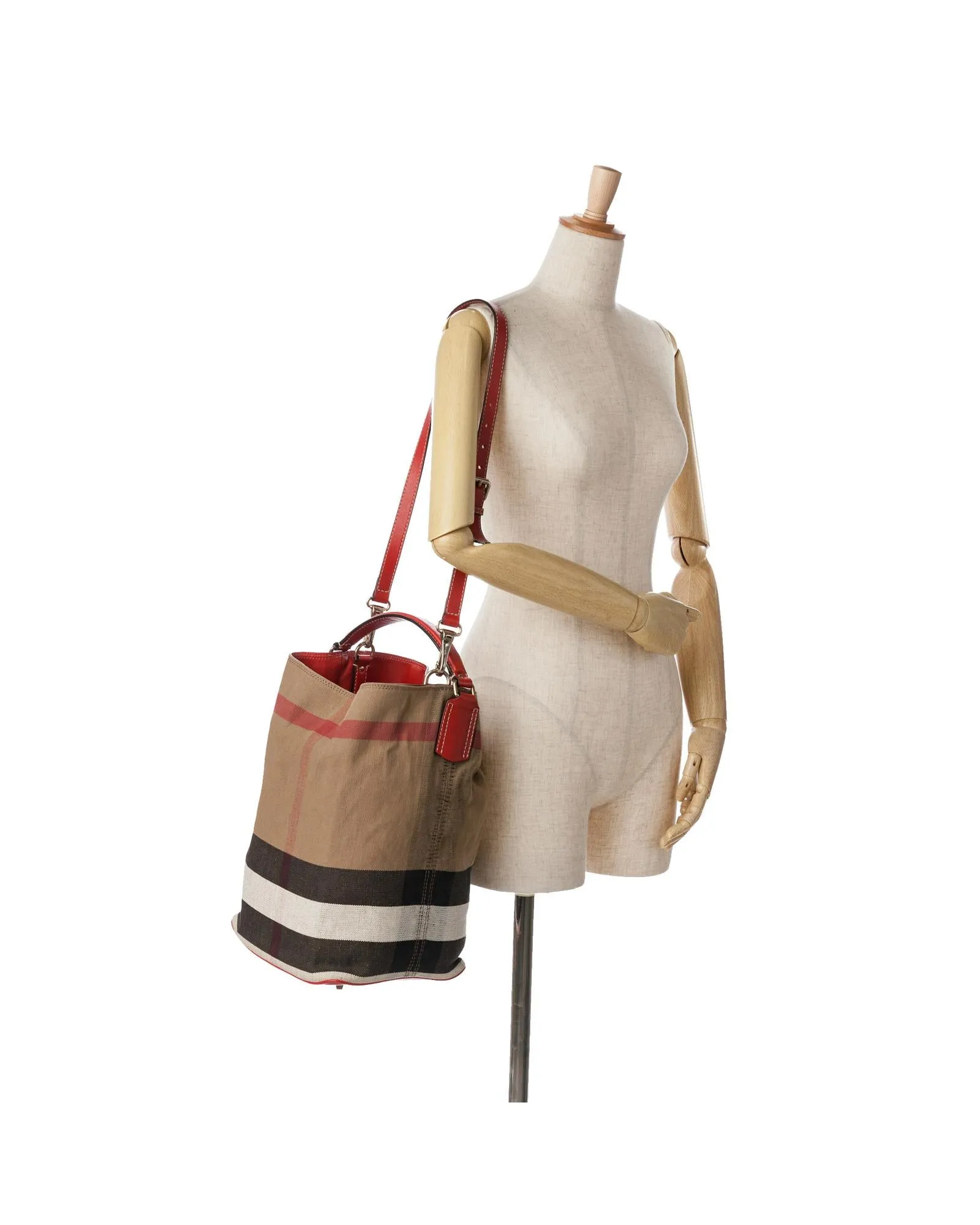 House Check Canvas Ashby Satchel with Leather Straps