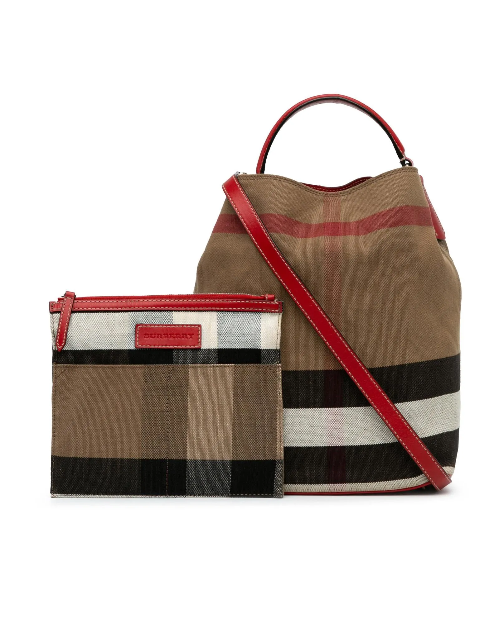 House Check Canvas Ashby Satchel with Leather Straps