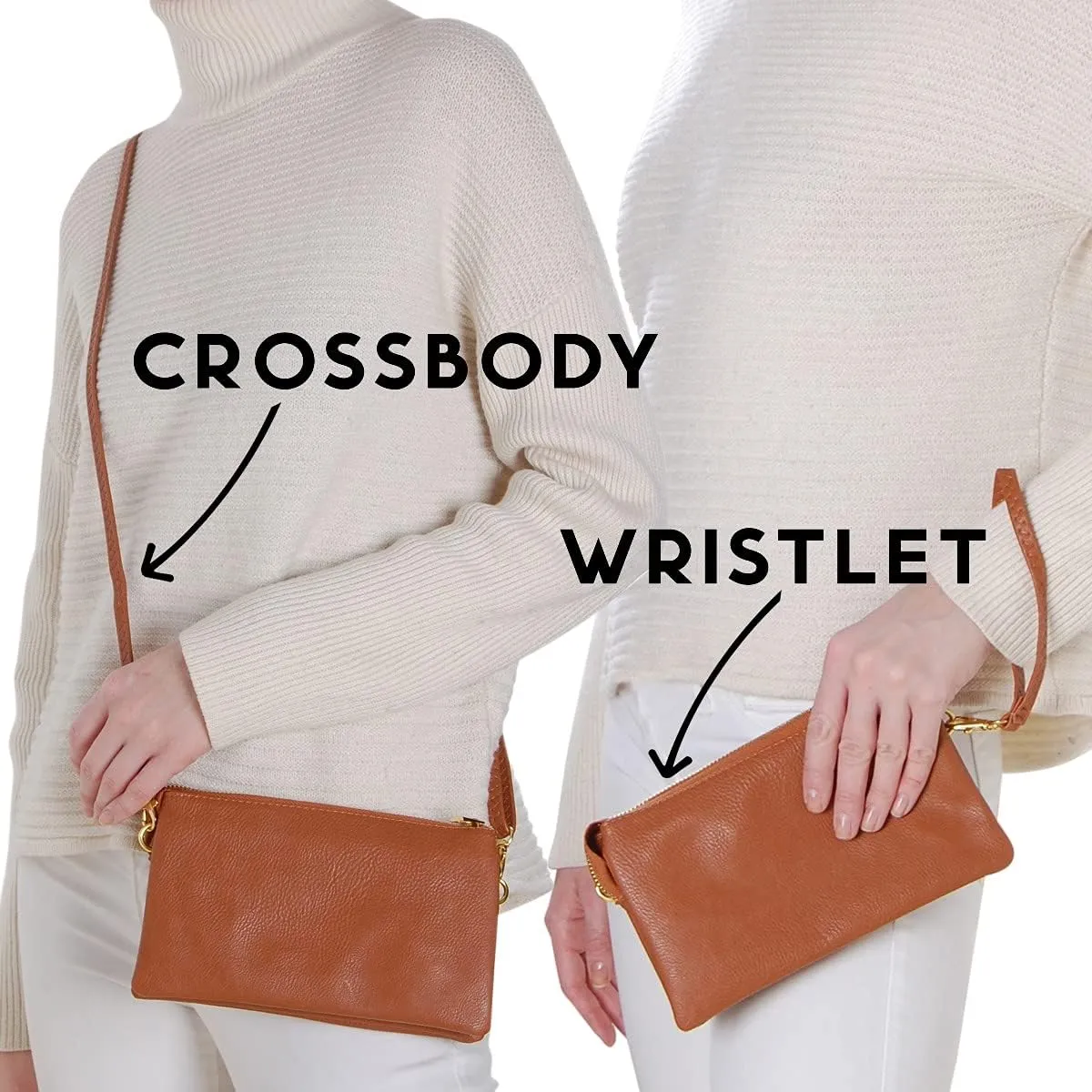 Humble Chic NY Vegan Leather Wristlet Purse for Women - Small Clutch Purse with Shoulder and Wrist Straps