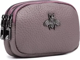 imeetu Women Leather Coin Purse, Small 2 Zippered Change Pouch Wallet