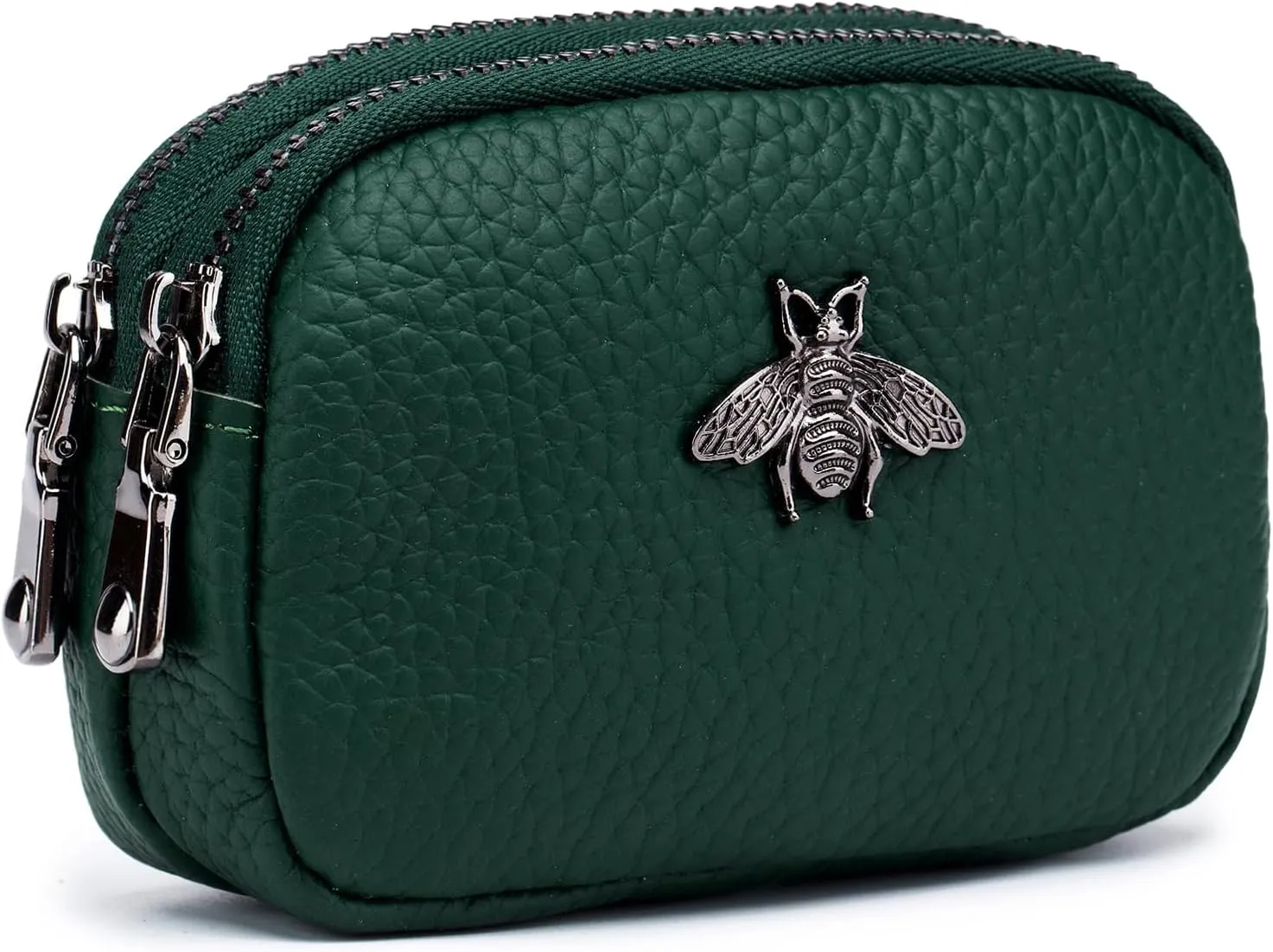 imeetu Women Leather Coin Purse, Small 2 Zippered Change Pouch Wallet