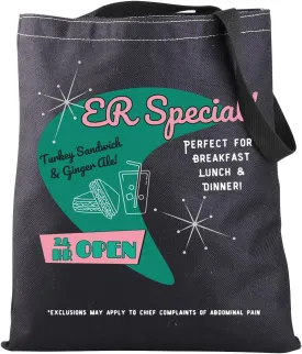 JNIAP Emergency Room Diner Nursing Tote Bag ER ED Nurse Gift Emergency Department Gift