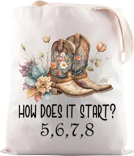 JNIAP Line Dance Lover Gift How Does It Start 5 6 7 8 Tote Bag Country Girl Gift