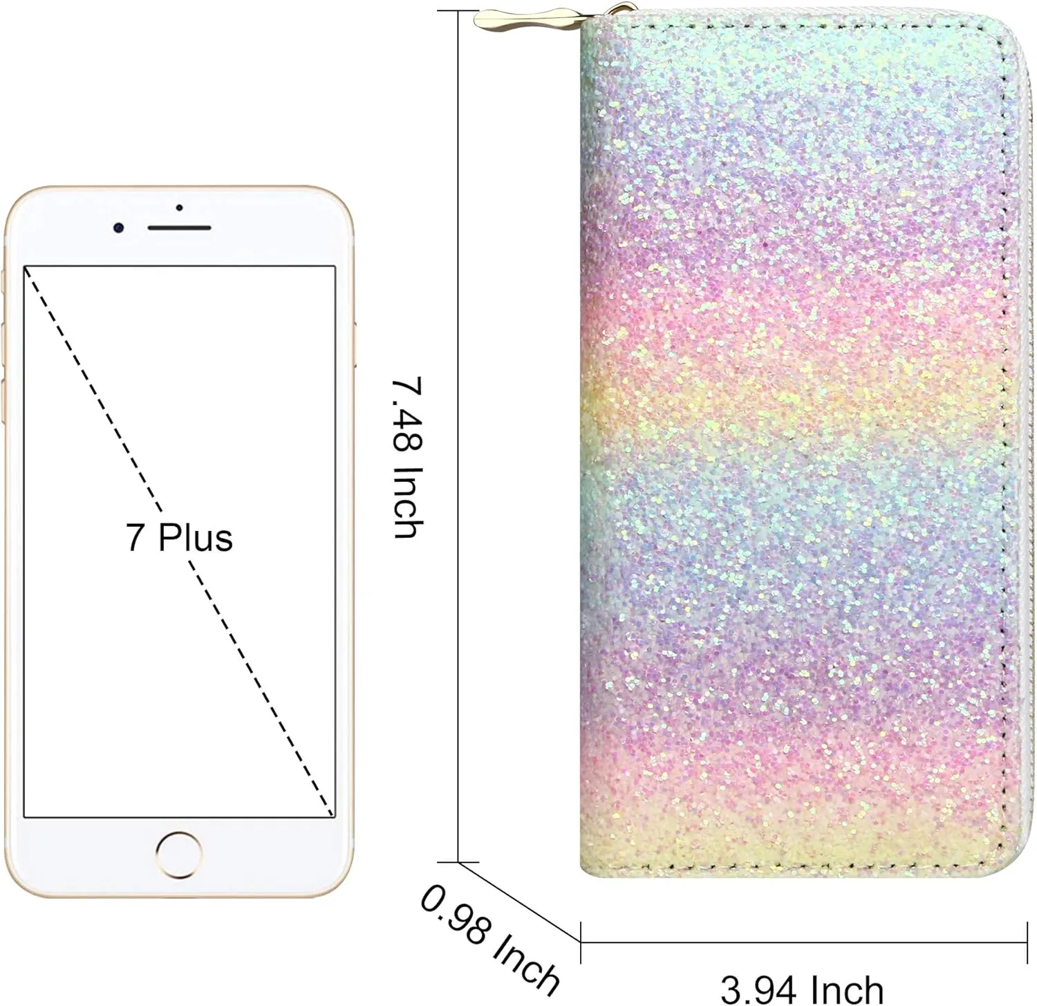KUKOO Glitter Wallet for Women Shiny Long Phone Clutch Purse Ladies Card Holder