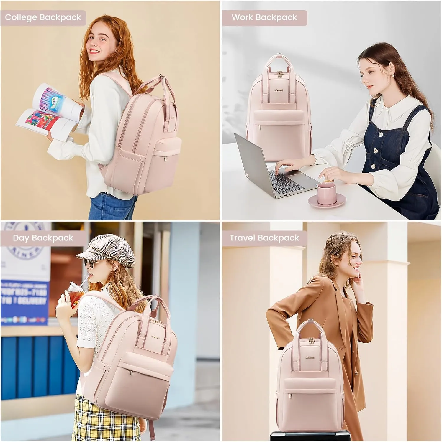 LOVEVOOK Laptop Backpack Purse for Women, 15.6 Inch Travel Laptop Bag with USB Port, Waterproof Work Teacher Nurse Computer Backpack, Durable Casual Daypack