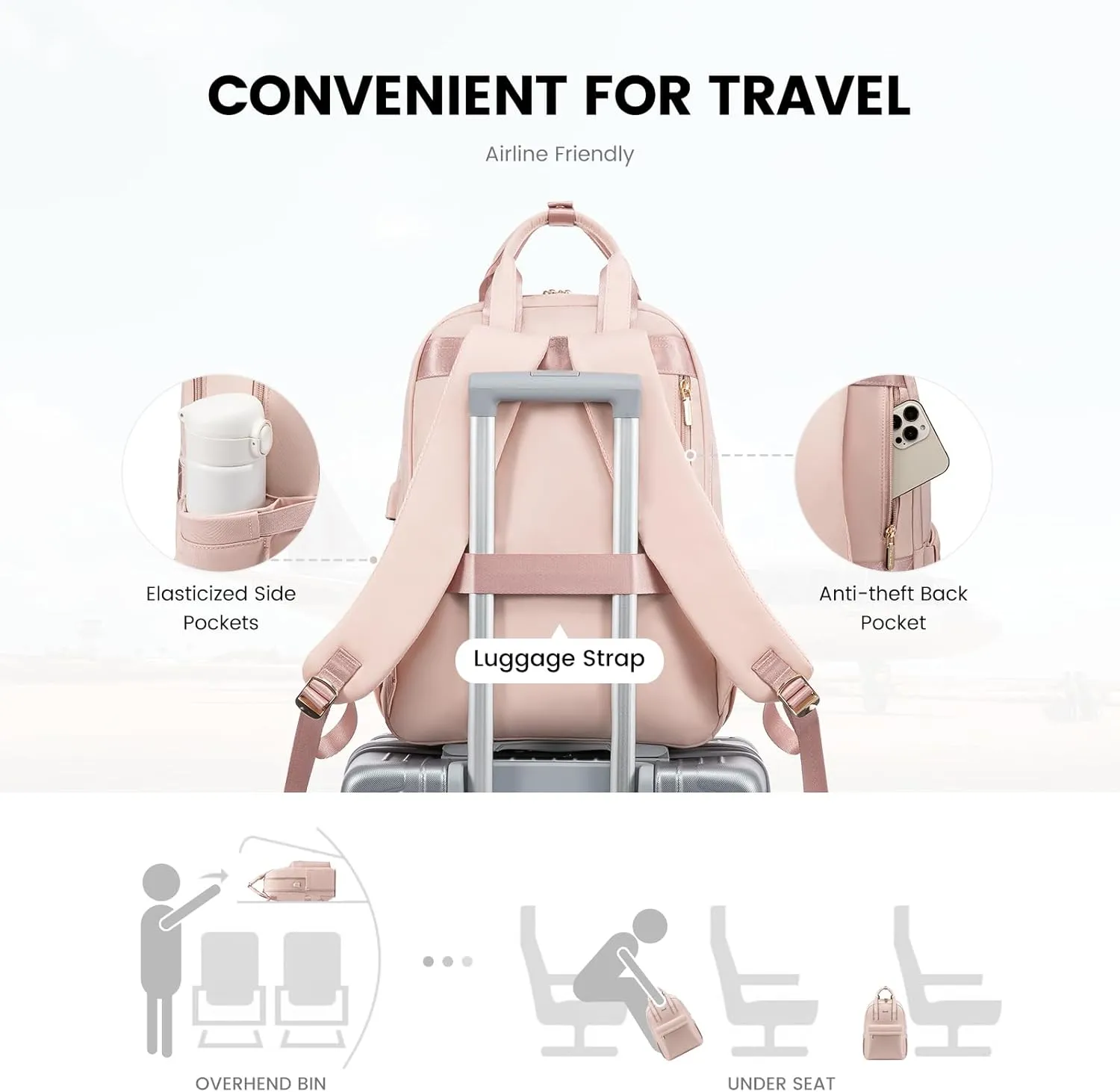 LOVEVOOK Laptop Backpack Purse for Women, 15.6 Inch Travel Laptop Bag with USB Port, Waterproof Work Teacher Nurse Computer Backpack, Durable Casual Daypack