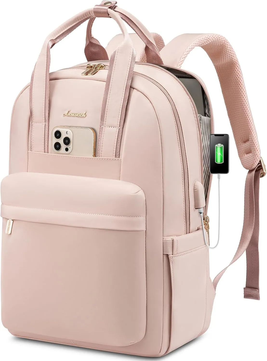 LOVEVOOK Laptop Backpack Purse for Women, 15.6 Inch Travel Laptop Bag with USB Port, Waterproof Work Teacher Nurse Computer Backpack, Durable Casual Daypack