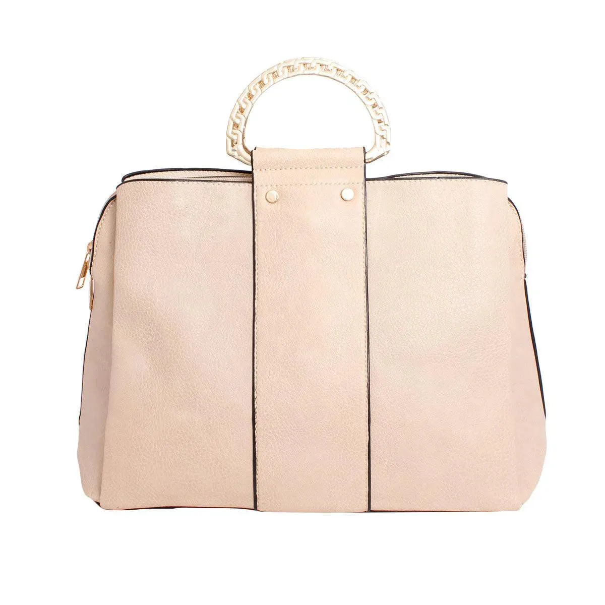 Luxe Ivory Rigid Top Handle Handbag: Sophisticated Style for Women