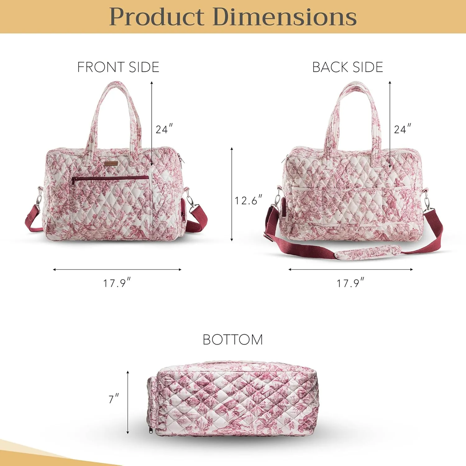 Maison d' Hermine Weekender Bags for Women Cotton Quilted Duffel Overnight Luggage Weekend Bag for Men Gym Sports Gifts Travel Business Travellers Family Trip