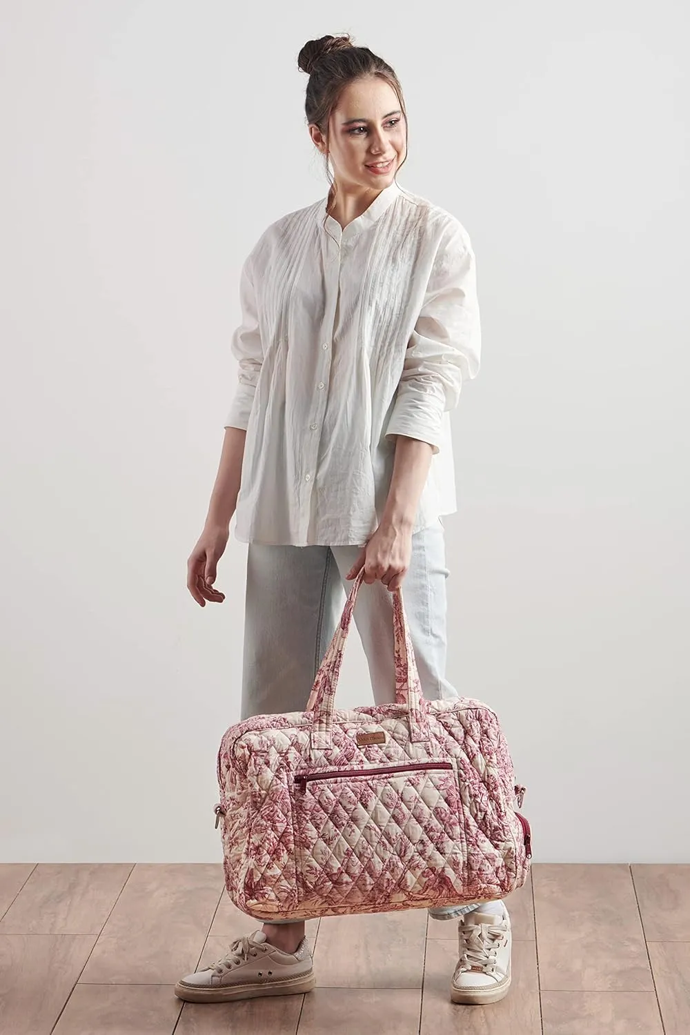 Maison d' Hermine Weekender Bags for Women Cotton Quilted Duffel Overnight Luggage Weekend Bag for Men Gym Sports Gifts Travel Business Travellers Family Trip