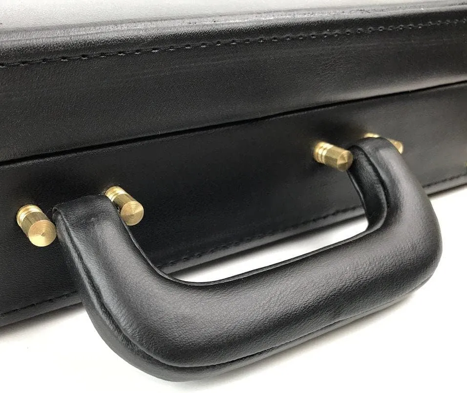 Masonic Regalia MM/WM Mason Apron Hard Case/Briefcase with Yellow Compass (Leather, HALF CASE)