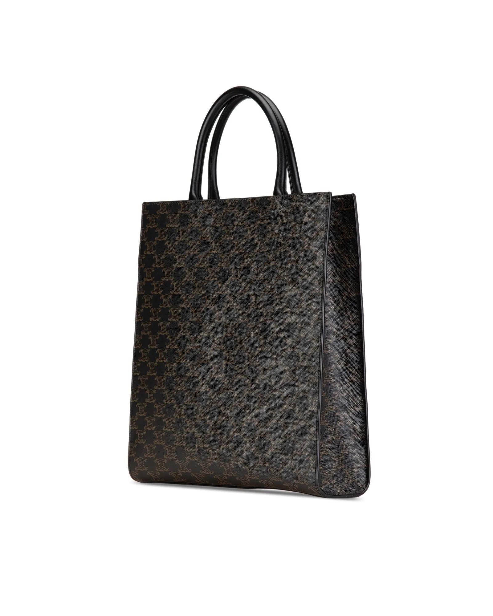 Medium Coated Canvas Vertical Cabas Satchel with Leather Handles