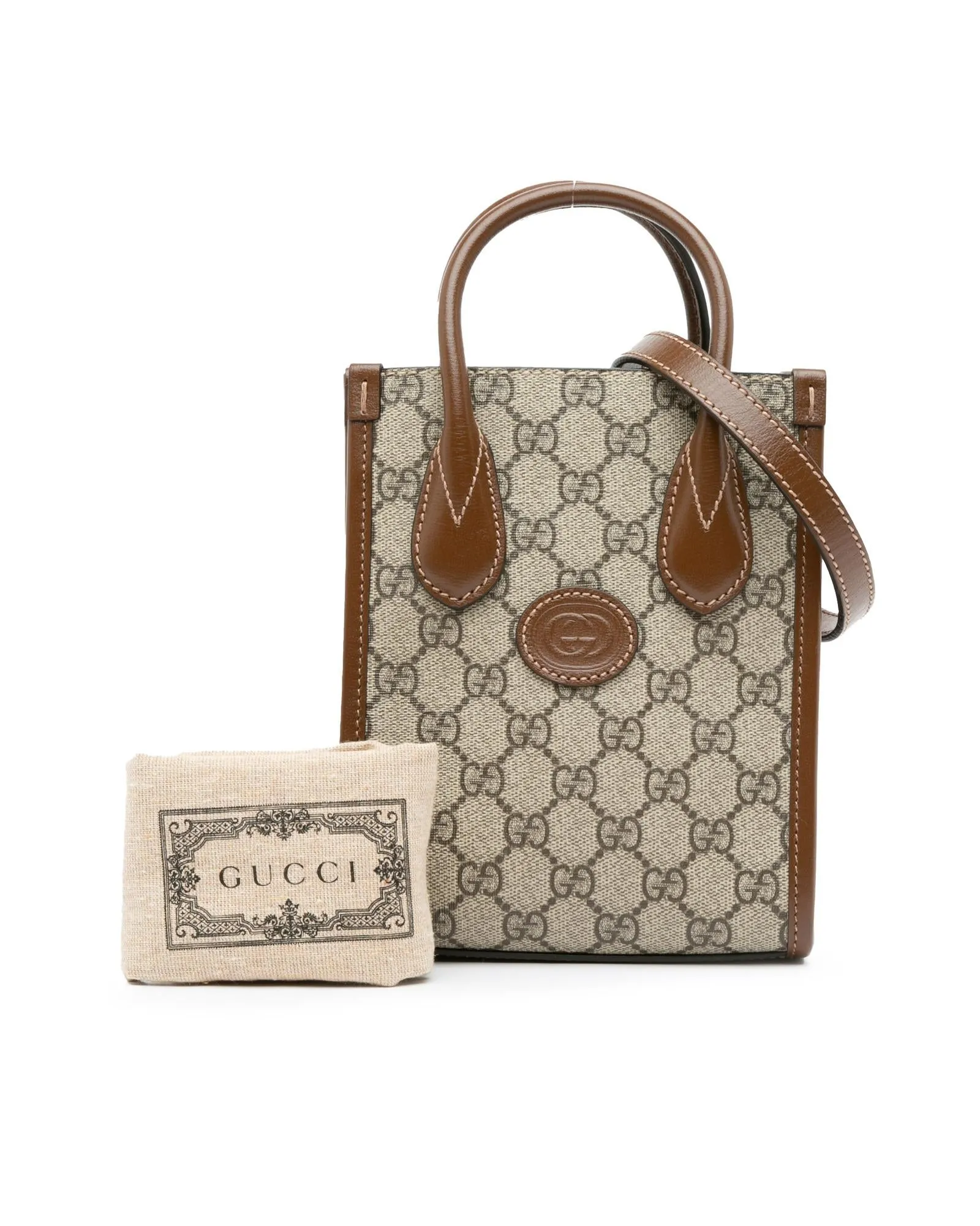 Mini Supreme Interlocking G Coated Canvas Satchel with Leather Trim