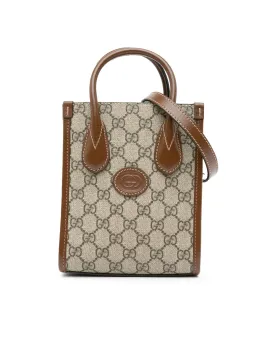 Mini Supreme Interlocking G Coated Canvas Satchel with Leather Trim