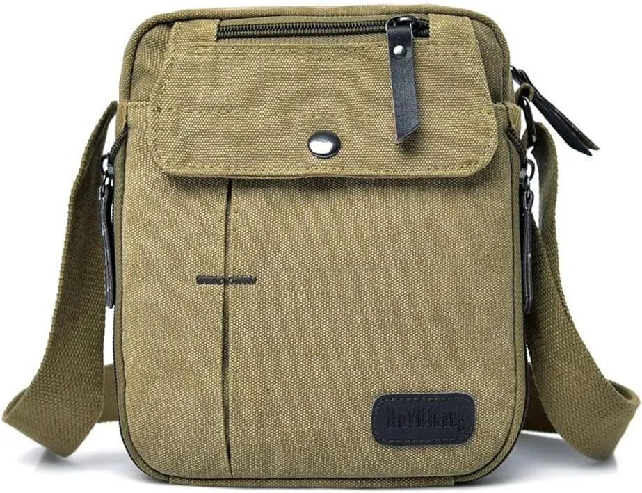 MosaiRudo Men's Canvas Small Messenger Bag,Casual Shoulder Bag for Men Women,Chest Bag Travel Carry BagMulti-pocket Purse