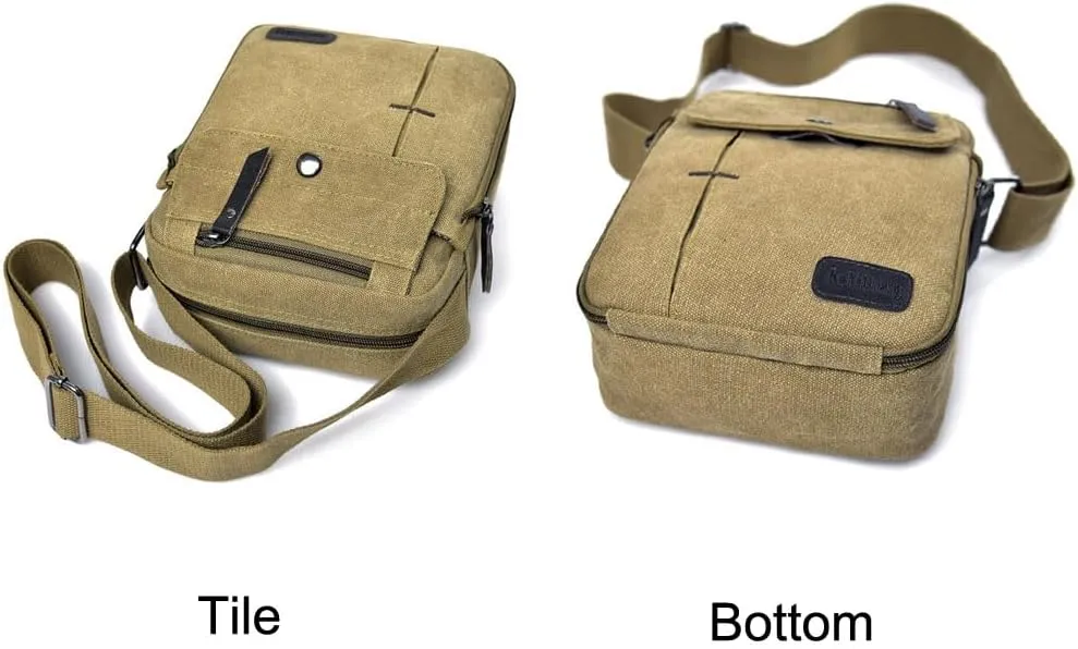 MosaiRudo Men's Canvas Small Messenger Bag,Casual Shoulder Bag for Men Women,Chest Bag Travel Carry BagMulti-pocket Purse