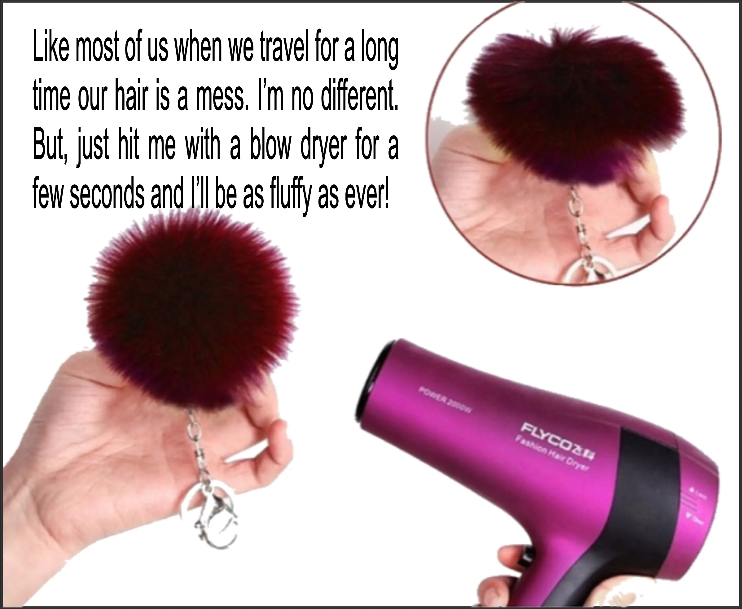 PET PAW SILVER WITH POM POM KEY CHAIN