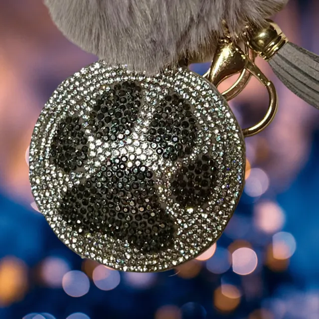 PET PAW SILVER WITH POM POM KEY CHAIN
