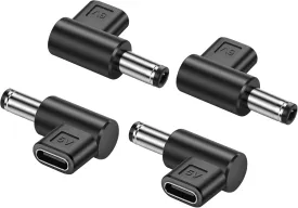 PNGKNYOCN DC 5.5mm x 2.5mm to USB C Adapter, 90 Degree 5V DC 5525 Male to USB Type C Female Power Charging Adapter for Mobile PhoneRouterMobile Power Supply 4-Pack