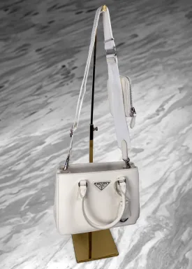 Prada Mini Galleria Triangle Logo-Plaque Tote Bag