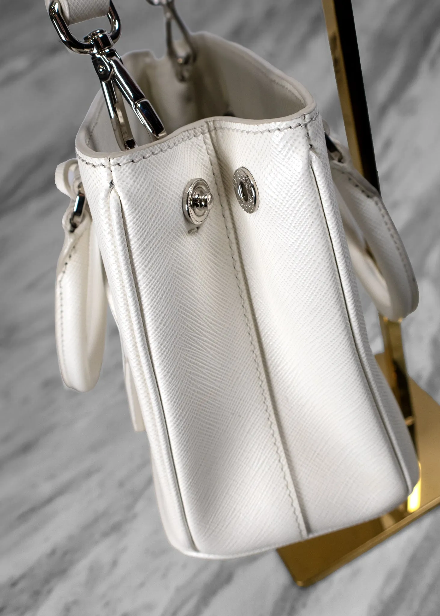 Prada Mini Galleria Triangle Logo-Plaque Tote Bag