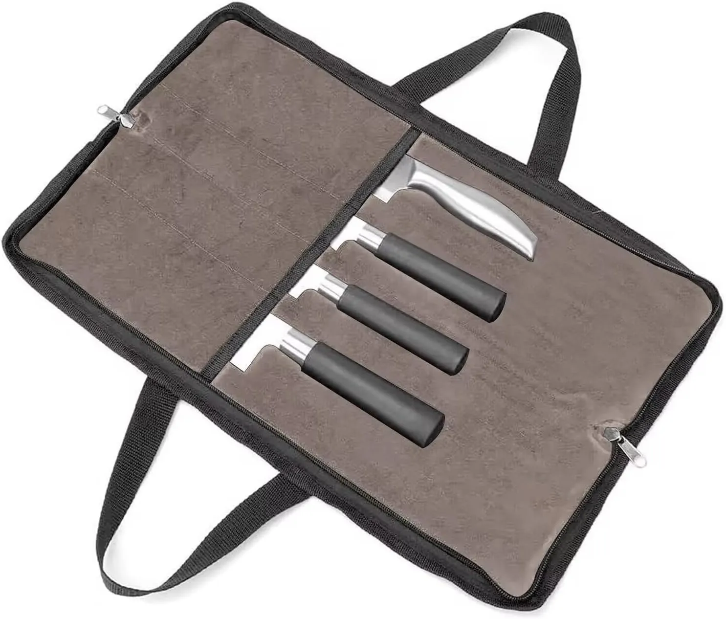 QEES Knife Roll,Heavy Duty Knife Bag,Waxed Canvas knife Case with 4 Slots For Knives & Kitchen Tools,Chef Knife Bag With Handle.Portable Knife Roll Bag For Chefs Culinary Traveling.Knives Pouch