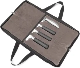 QEES Knife Roll,Heavy Duty Knife Bag,Waxed Canvas knife Case with 4 Slots For Knives & Kitchen Tools,Chef Knife Bag With Handle.Portable Knife Roll Bag For Chefs Culinary Traveling.Knives Pouch