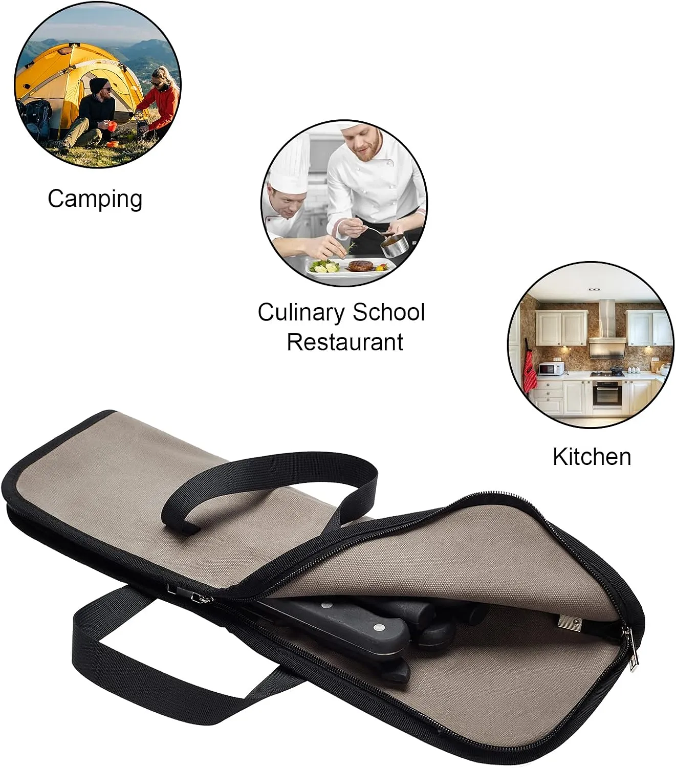 QEES Knife Roll,Heavy Duty Knife Bag,Waxed Canvas knife Case with 4 Slots For Knives & Kitchen Tools,Chef Knife Bag With Handle.Portable Knife Roll Bag For Chefs Culinary Traveling.Knives Pouch