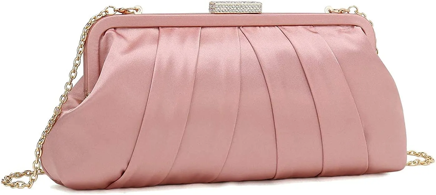 Special Occasion Satin Pleated Navy Blue Evening Bag