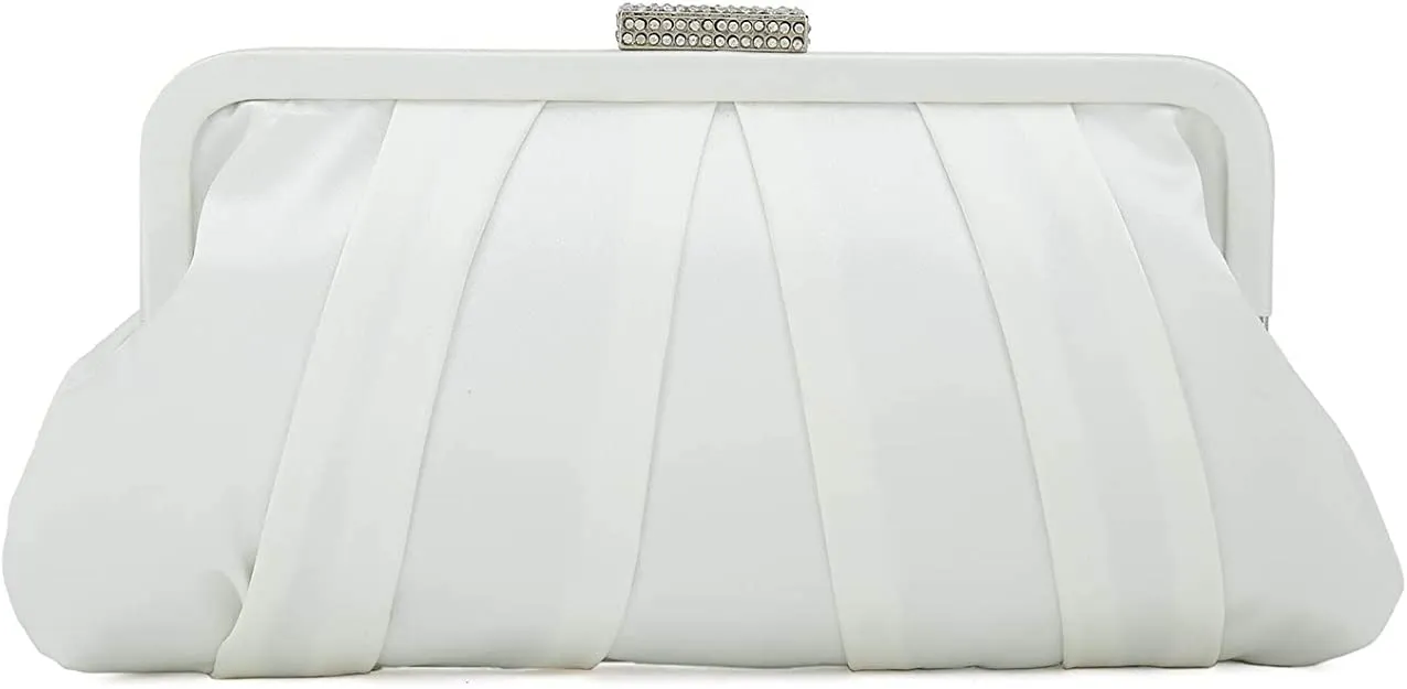 Special Occasion Satin Pleated Navy Blue Evening Bag