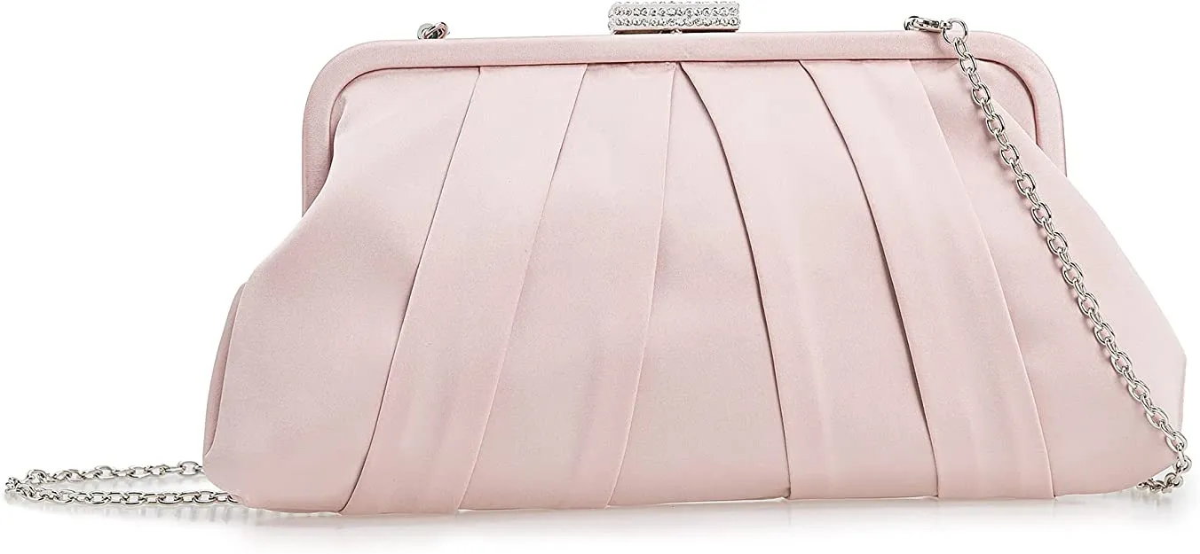 Special Occasion Satin Pleated Navy Blue Evening Bag