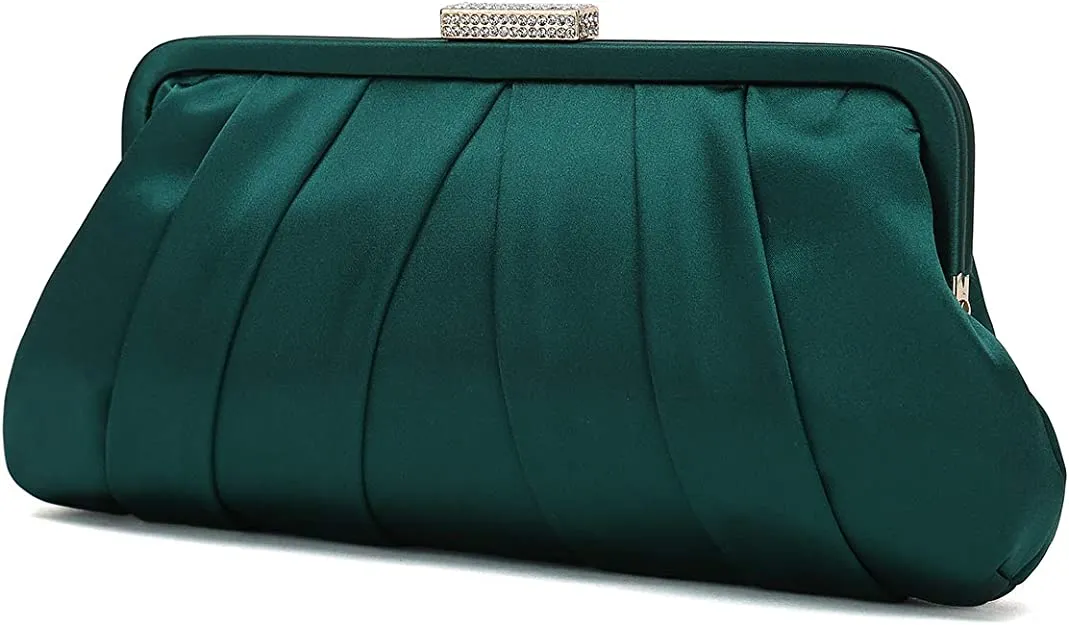 Special Occasion Satin Pleated Navy Blue Evening Bag