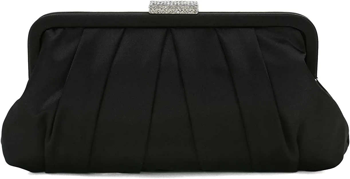 Special Occasion Satin Pleated Navy Blue Evening Bag