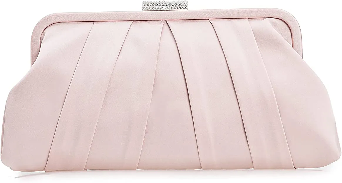 Special Occasion Satin Pleated Navy Blue Evening Bag