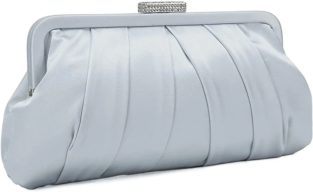 Special Occasion Satin Pleated Navy Blue Evening Bag