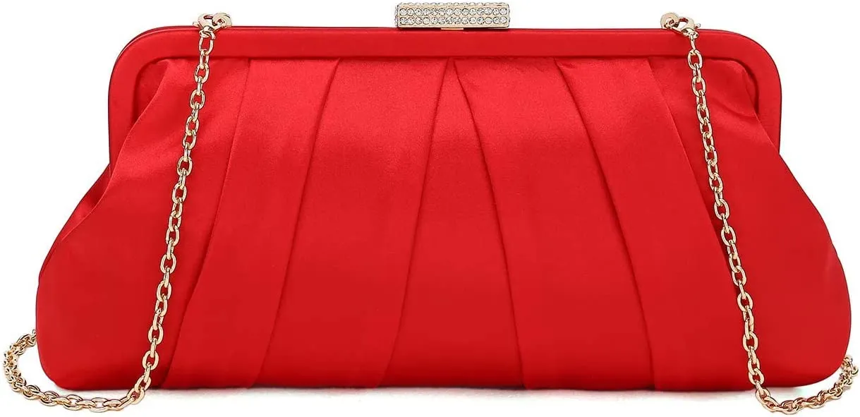 Special Occasion Satin Pleated Navy Blue Evening Bag
