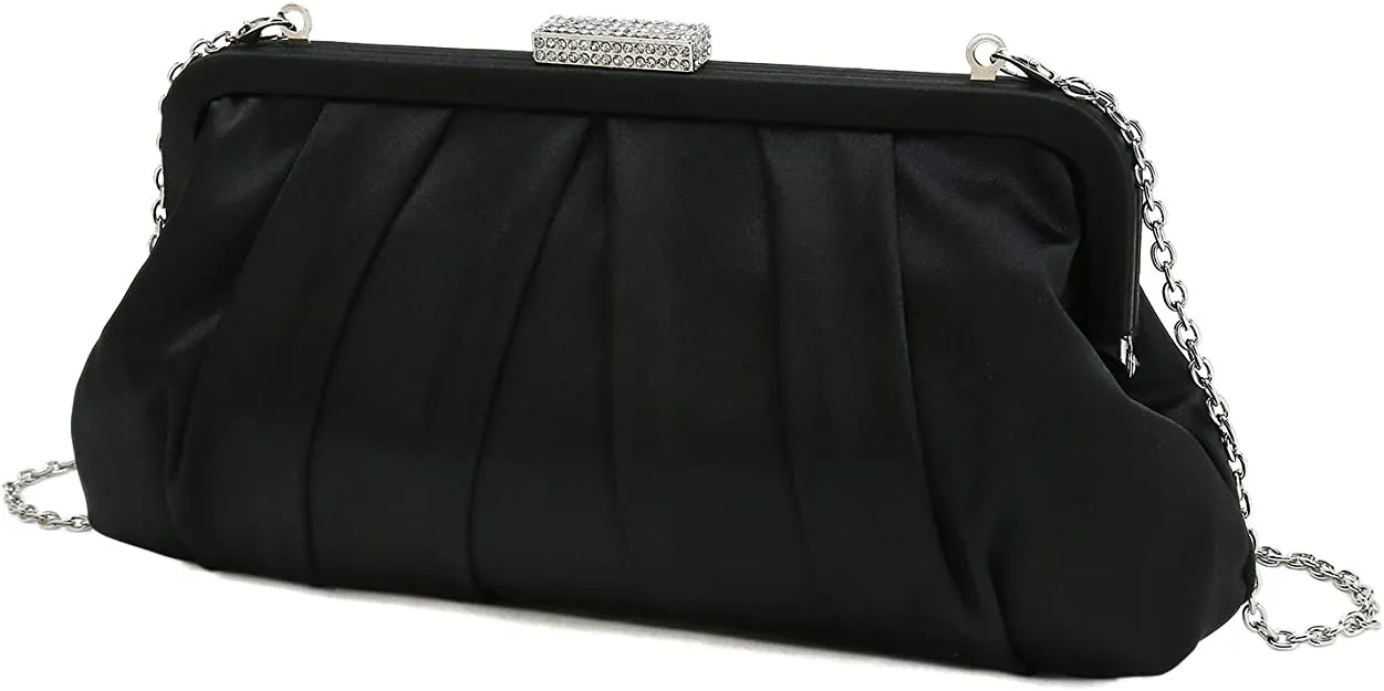 Special Occasion Satin Pleated Navy Blue Evening Bag