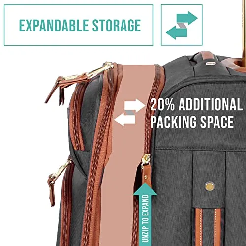 Steve Madden Luggage Set 4 Piece- Softside Expandable Suitcase Set