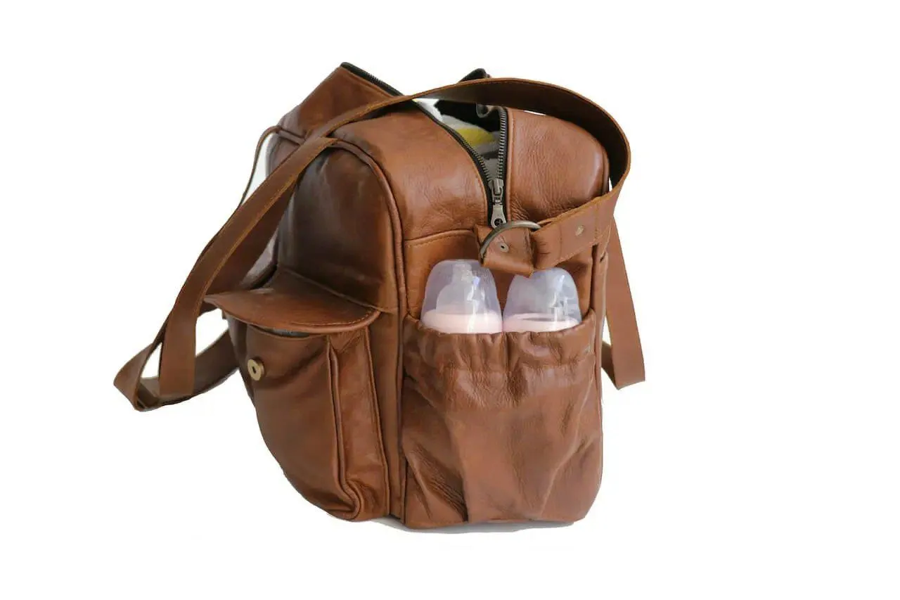 Tan Leather Goods - Joanie Leather Nappy Bag | Pecan