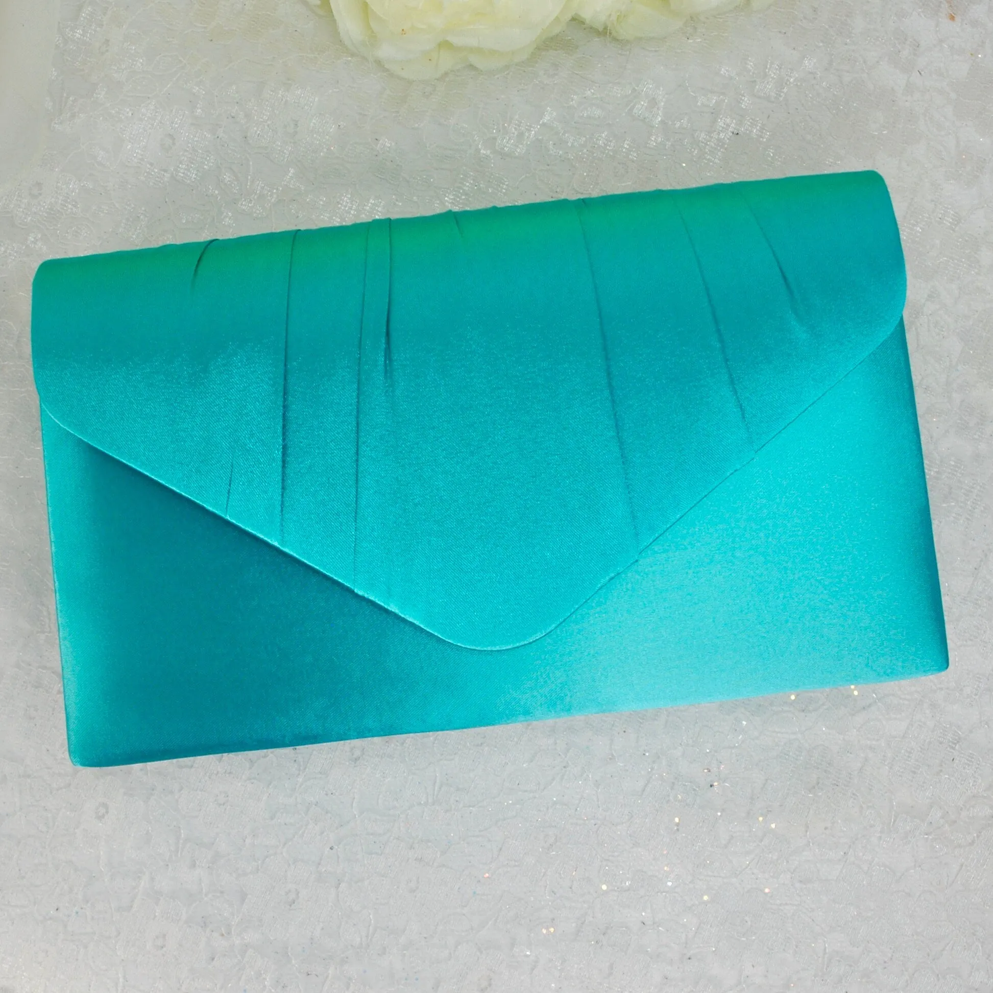 Teal Green Bride Satin Clutch Bag, Over 25 colours