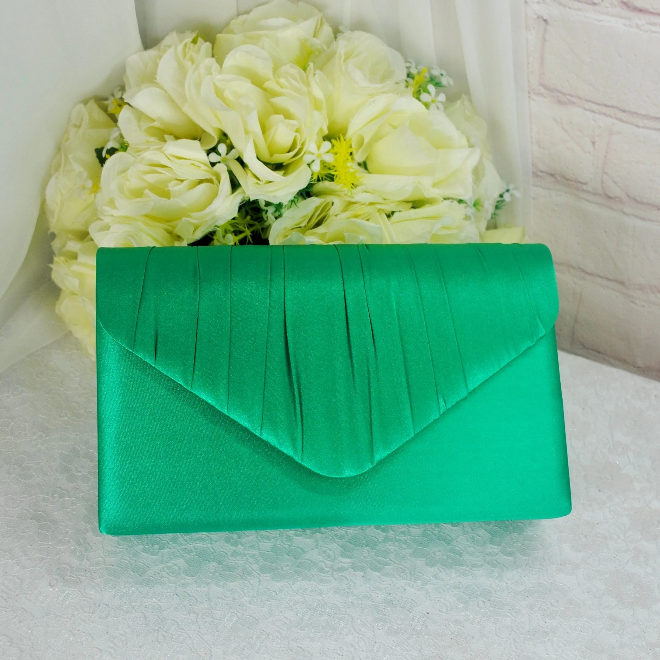 Teal Green Bride Satin Clutch Bag, Over 25 colours