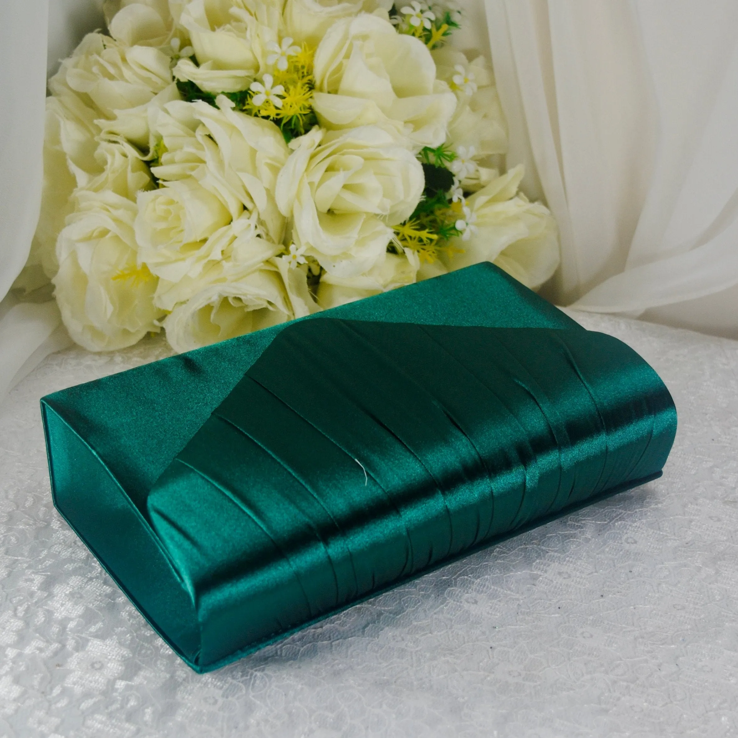 Teal Green Bride Satin Clutch Bag, Over 25 colours