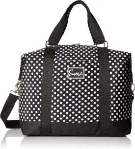 Travel Weekender Overnight Carry-on Shoulder Duffel Tote Bag (8" x 12" x 16 (Large), Black & White Polka Dots)