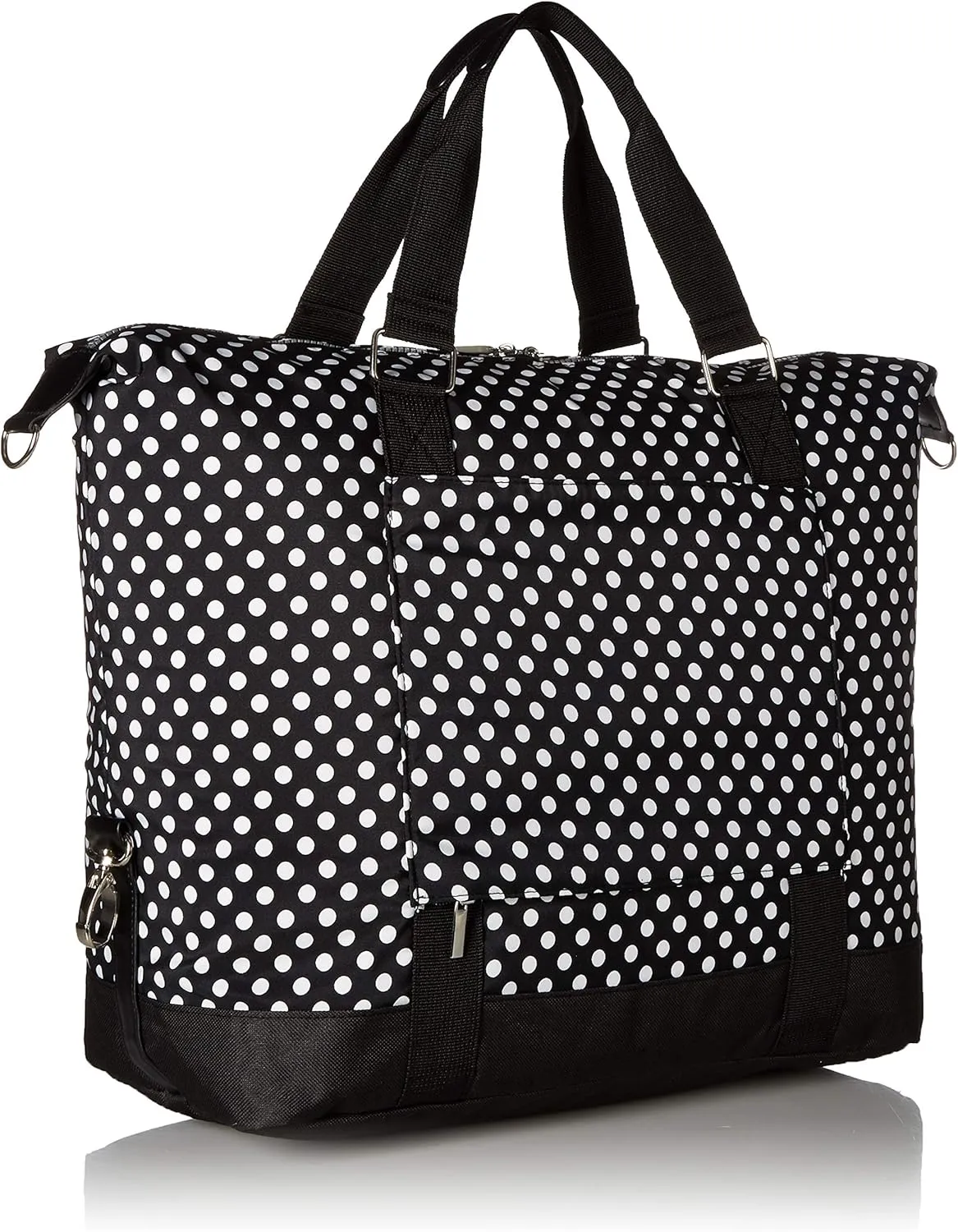 Travel Weekender Overnight Carry-on Shoulder Duffel Tote Bag (8" x 12" x 16 (Large), Black & White Polka Dots)