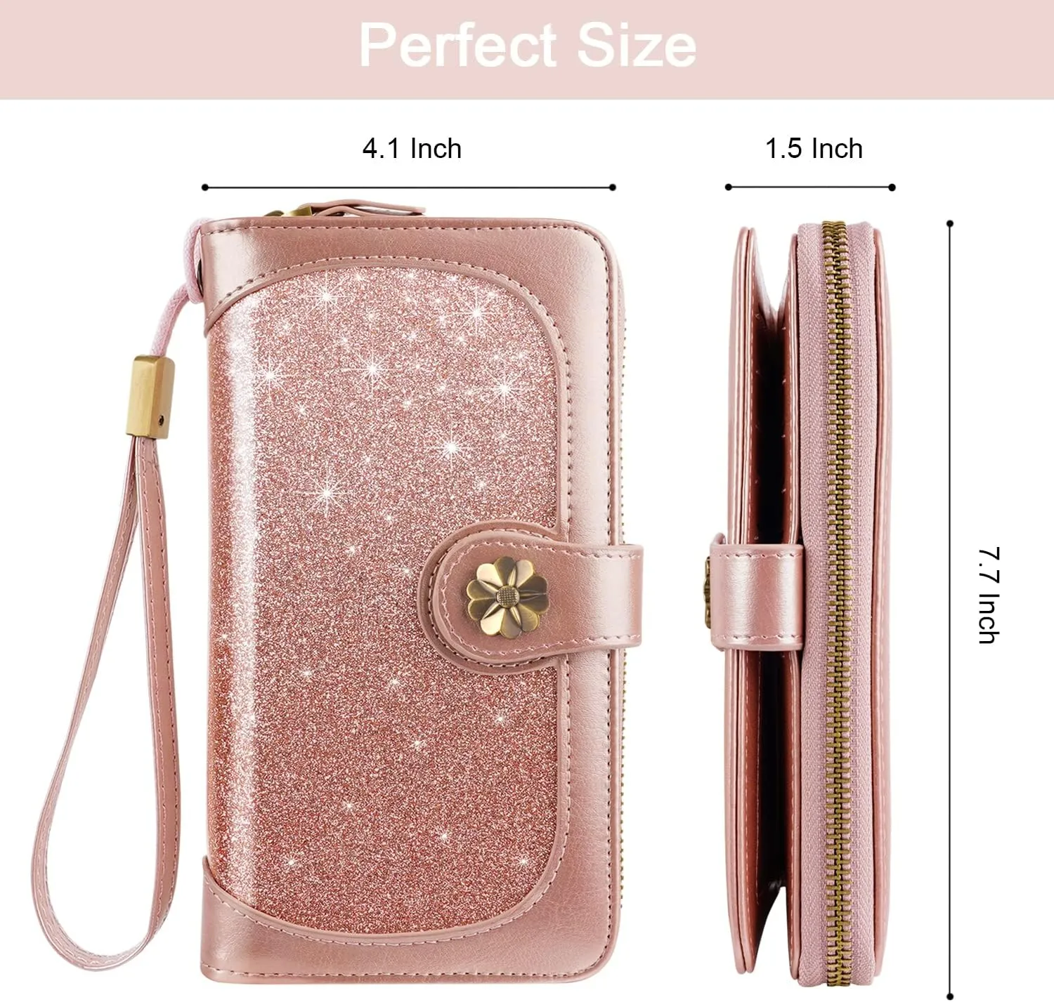 Wallets for Women Multi Card Holder Wallet Clutch Wallet Card Holder Organizer Ladies Purse with Wrist strap Purse