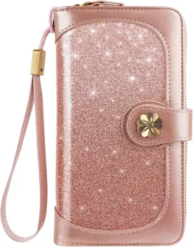 Wallets for Women Multi Card Holder Wallet Clutch Wallet Card Holder Organizer Ladies Purse with Wrist strap Purse
